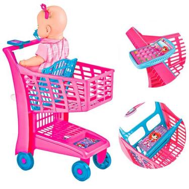 Imagem de Carrinho Super Mercado Super Market Infantil Pink Faz De Conta Magic T