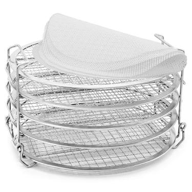 Imagem de Folhas de desidratador de silicone reutilizáveis, 5 peças, compatíveis com o desidratador Ninja Foodi – Círculo de 20,32 cm, antiaderente, ervas, batatas fritas, tapetes de forro de alimentos para