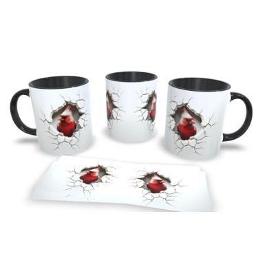 Imagem de Caneca Preta de Porcelana Personalizadas Arte Espelhada em 3D Animais (Passaro 2)