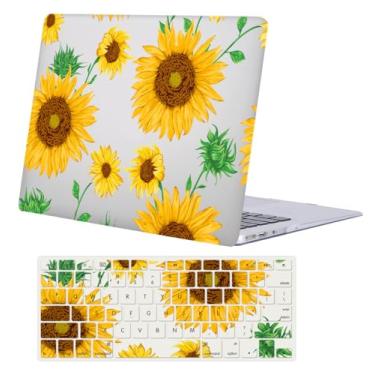 Imagem de Capa rígida para laptop compatível com MacBook Air 13,5 polegadas 2024 2022 M3/M2 com tela retina Touch ID modelo A3113 A2681, capa rígida de plástico e capa de teclado, girassol