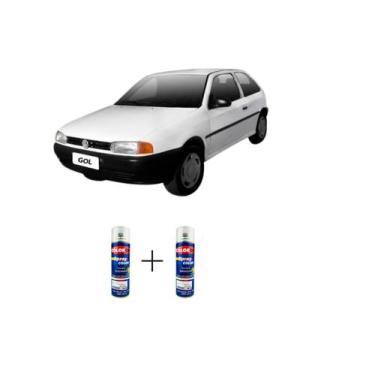 Imagem de Tinta Spray Automotiva Branco Geada VW 300ml + Spray Verniz 300ml - Sh