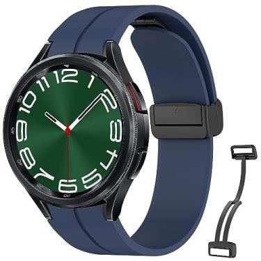 Imagem de Pulseira compatível com Samsung Galaxy Watch 6 Classic de 43 mm e 47 mm, pulseiras Galaxy Watch 6 de 40 mm e 44 mm, pulseira esportiva respirável sem lacunas, pulseira de substituição (azul midnight blue)