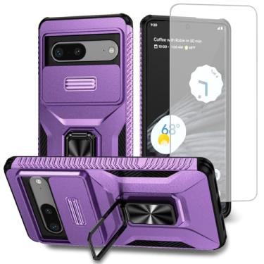 Imagem de Vavies Capa para Pixel 7A, capa para Pixel 7A G0DZQ com protetor de tela de vidro temperado e capa de câmera deslizante, anel magnético suporte para carro capa à prova de choque para Google Pixel 7A