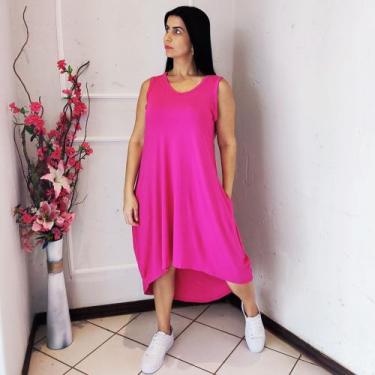 Imagem de Vestido Plus Size Evangelico Mullet Soltinho Viscolycra Gestante PINK 