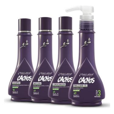 Imagem de Kit Cachos 250ml Profissional Raiz Latina Shampoo Condicionador Máscar