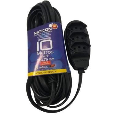 Imagem de Extensão Elétrica 10 Metros com 3 Tomadas Cabo PP 2P+T PP 3,0 x 0,75 -
