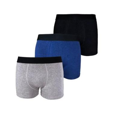 Imagem de Kit com 3 Cuecas Boxer Box Try Basics Algodão Cotton Lisa Básica Casua