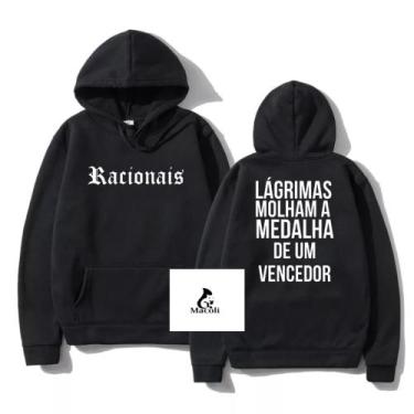 Imagem de Moletom Canguru Capuz e Bolso Racionais Mc's Medalha de um Vencedor Bl