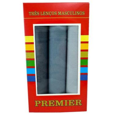 Imagem de Conjunto De Lenços Masculinos 32cm 100% Algodão - Premier, Cinza