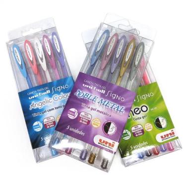 Imagem de 15 Canetas Gel Signo Uni-ball Neo Angelic Colour Noble Metal