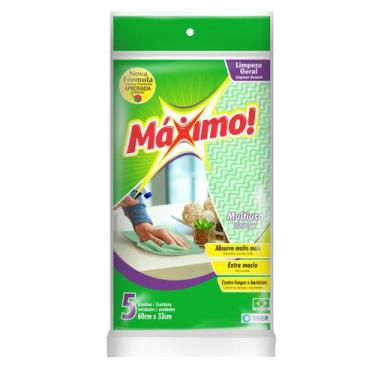 Imagem de Pano Multiuso Limpeza Leve Máximo! 33cm x 60cm - 05 Folhas - Verde - O