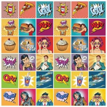 Imagem de Adesivo de Azulejo Cozinha Pop Art Food 15x15cm 72un - Quartinhos