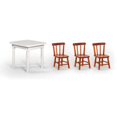 Imagem de Conjunto Mesinha Infantil Branca com 3 Cadeiras Kids Mel - Straub Web