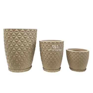 Imagem de Kit 3 Vasos  Decorativos Planta ou Flor Polietileno Cone Redondo Diama