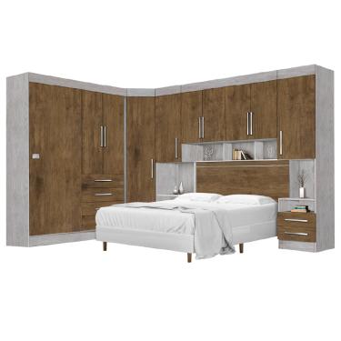 Imagem de Dormitório Completo Georgia J&A Avelã / Jequitibá Para Cama Box 1,38M Casal