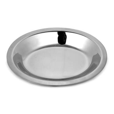 Imagem de Bandeja Aço Inox Para Servir 25x19 Oval Rasa - Dolce Home