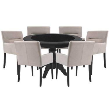 Imagem de Mesa de Jogos Carteado Montreal Redonda Tampo Reversível Preto com 6 C