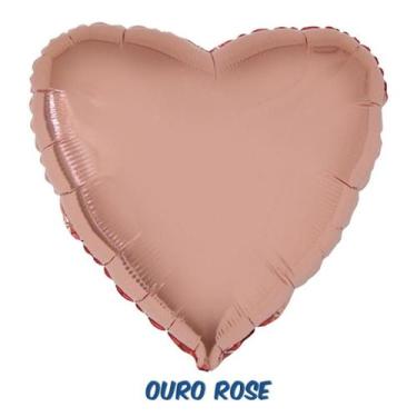 Imagem de Balão Metalizado Coração Ouro Rosé 20 (50cm) - FLEXMETAL