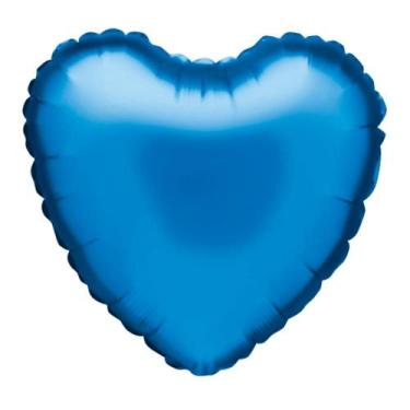 Imagem de Balão Metalizado Coração Azul Decoração 45 cm para Decoração de Festas