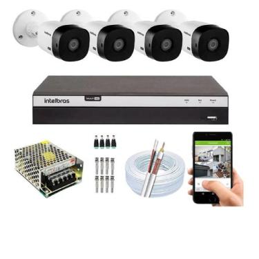 Imagem de Kit CFTV Intelbras HD 4 Câmeras 1120B DVR MHDX 3104 S/HD