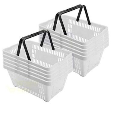 Imagem de Kit 10 mini cestinhas plástica farmácia perfumaria branca - SUPIZZ