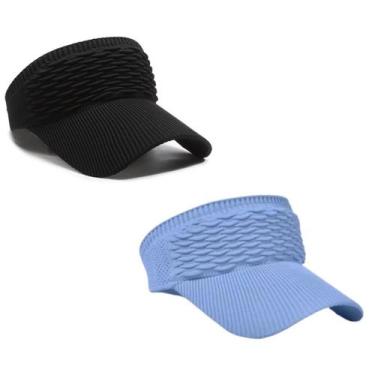 Imagem de Kit 2 Viseiras Bonés Moda Blogueira Aba Longa Respirável Proteção Sola