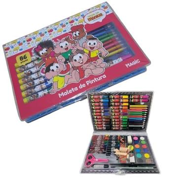 Imagem de KIT Escolar Infantil Maleta Estojo De Pintura - Canetinhas - Aquarela 86 Pçs (86Pç Tur Da Mon)