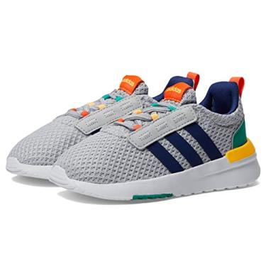 Imagem de Adidas Tênis unissex Baby Racer TR21 com cadarço elástico, Cinza/azul escuro/verde, 5 Infant