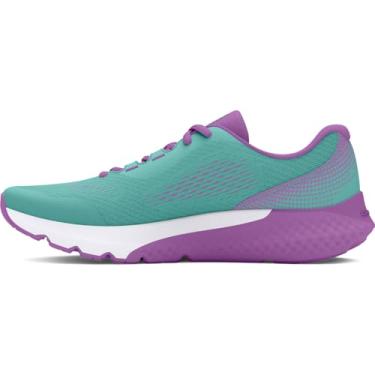 Imagem de Under Armour Tênis de corrida feminino Grade School Charged Rogue 4, (300) Turquesa radial/roxo provençal/roxo provençal metálico, 19