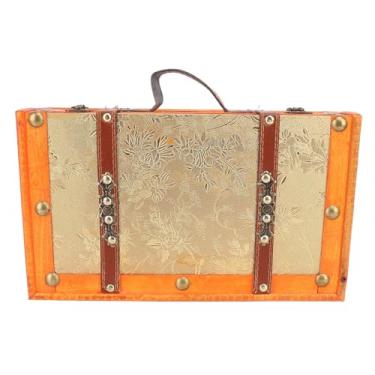 Imagem de Baú Decorativo de Madeira Vintage, Caixa de Armazenamento Portátil para Casa, Armazenamento de Itens, Com Alça de Couro PU, Fivela de Liga de Alumínio