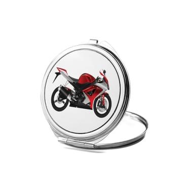 Imagem de SpreadPassion Espelho compacto de motocicleta, amante de presente de motocicleta, espelho fotográfico de motocicleta, espelho de maquiagem de viagem pequeno espelho portátil, espelho de bolso