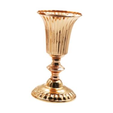 Imagem de Bothyi Vaso de metal para centro de mesa de casamento, vaso alto para flores trompete, arranjo de flores de ferro, suporte para flores para festa, recepção, S
