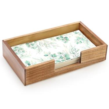 Imagem de Suporte de toalha de hóspede de madeira de acácia para porta-guardanapos de banheiro suporte de toalhas de mão de papel suporte de guardanapo de madeira descartável suporte de toalha de hóspede de