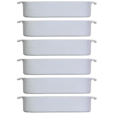 Imagem de 6 Travessas Porcelana Branca 2,5L 30x21cm Germer Restaurantes Buffets Assar e Servir