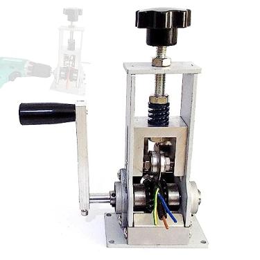 Imagem de Vislone Descascador de fios doméstico portátil com estrutura de aço, ferramenta manual de descascamento de fios de 1-21 mm com suporte de manivela para uso com furadeira elétrica manual