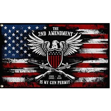 Imagem de Trade Winds 9,5 cm x 1,5 m The 2nd Amendment is My Gun Permit Eagle Flag Rights NRA Rifle Patriot Decor EUA Qualidade Premium Bandeira Resistente ao Desbotamento Banner, Multi, 3'x5'