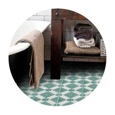 Imagem de Adesivo para piso ladrilho verde antiderrapante Lavável - Colacomigo