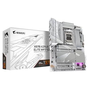 Imagem de GIGABYTE Placa-mãe X870 AORUS Elite WIFI7 ICE - Suporta processadores AMD Ryzen 9000, VRM digital de 16 + 2 fases, até 8000 MHz DDR5 (OC), 3xPCIe 5.0, Wi-Fi 7, LAN de 2,5 GbE, USB 4