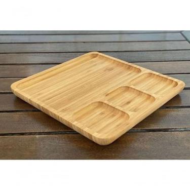 Imagem de Petisqueira Retangular Com Divisões Ecokitchen Bambu 25 Cm - Mimo Style - Bm20392