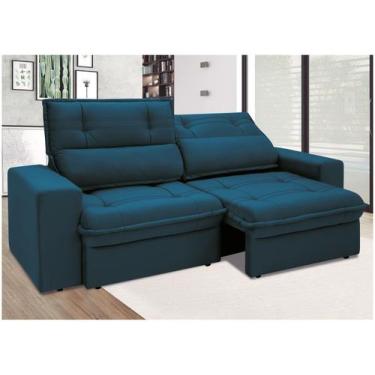 Imagem de Sofá 3 Lugares Retrátil Reclinável Suede Palatino Linoforte, Azul Petr