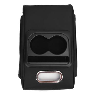 Imagem de Capa do console central, capa de couro com espuma viscoelástica antiderrapante para apoio de braço, capa universal para console central de carro com 2 suportes para copos