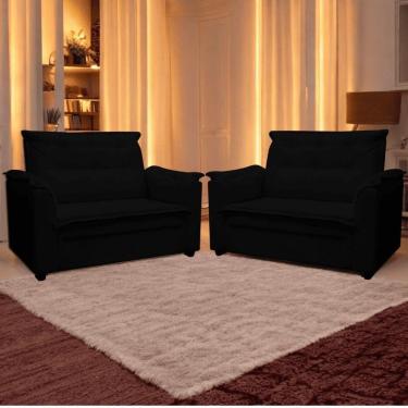 Imagem de Kit 02 Sofás 2 Lugares Namoradeira Marrocos 1,40m Sala De Tv Estar Recepção Suede Preto Mabe Magazine