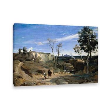 Imagem de Reprodução de pinturas famosas, La Cervara, la campagne romaine, arte de impressão em tela abstrata, arte de parede moderna em tela, para decoração de casa e escritório 80 x 110 cm (78.7x109.2 cm)