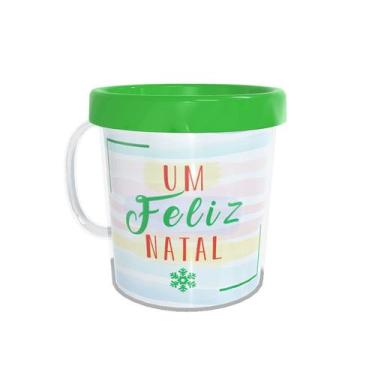 Imagem de Caneca Acrílica Rosqueável Personalizada - Um Feliz Natal - Verde  - 1