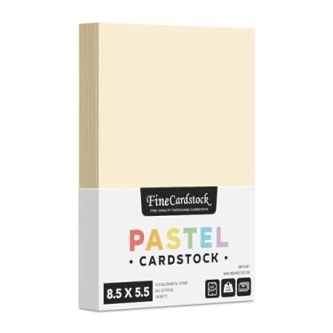 Imagem de Papel cartolina cor pastel 21,6 cm x 14 cm para artes e artesanato, scrapbooking, papelaria | Peso médio 30 kg Vellum Bristol (147 gsm) Cartolina | 100 folhas por pacote | Creme