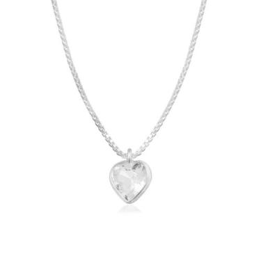 Imagem de Colar de Prata Ponto de Luz Coração - JA Jóias, 45 cm