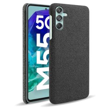 Imagem de Capa para Samsung Galaxy M55,Capa desenhada em lona,Case Protetora Ultrafina com Empunhadura Macia,Design em Tecido Antichoque e Antiarranhões-Black
