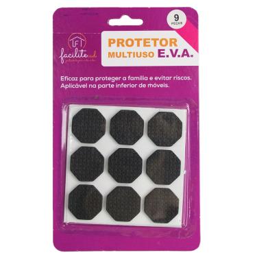 Imagem de Protetor De Pé De Cadeira Preto Multiuso e. V. A Hexagonal 9 Peças