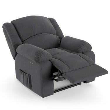 Imagem de Poltrona Do Papai Reclinável Pietra Power Touch Usb Fh9 Veludo Cinza - Mpozenato