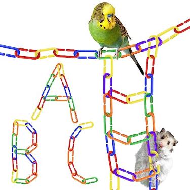 Imagem de SunGrow 100 Pcs Rainbow C-Clips Plastic Chain Links, Bird Swing & Climbing Chain Cage Clips & Hooks, 1.4”, Suitable for Sugar Glider, Rat, Parrot, Bird